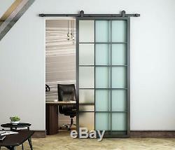 DIYHD Black Aluminum Frame Interior Clear Tempered Glass Partition Door Panel