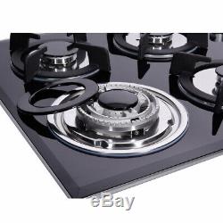 Delikit 1A 30 5burners gas cooktop gas hob NG/LPG dual fuel glass panel