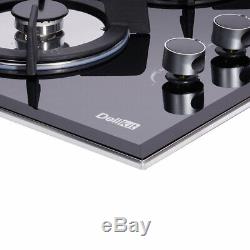 Delikit 1A 30 5burners gas cooktop gas hob NG/LPG dual fuel glass panel