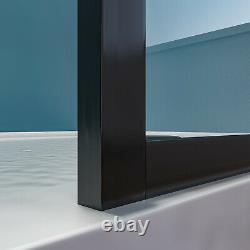 ELEGANT 34 x 72 Framed Single Panel Fixed Shower Door Screen 5/16 Glass Black