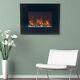 Electric Fireplace 26 in. Glass Panel Wall Mount Remote Black Pebble Fuel Effect
