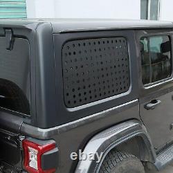 Exterior Rear Door Window Glass Panel Cover Trim for 18+ Jeep Wrangler JL Black