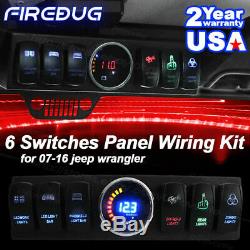 FIREBUG 6 Rocker Jeep Wrangler Switch Panel Fit 2007-2016 Jeep Wrangler JK/JKU
