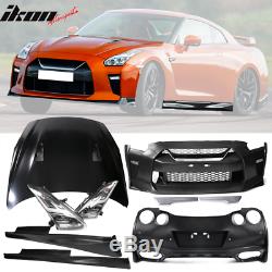 Fits 09-18 R35 GTR Coupe Front & Rear Bumper & Hood & Side Skirts & Headlights