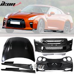 Fits 09-18 R35 GTR to 17+ MY17 Front & Rear Bumper & Hood Cover & Side Skirts
