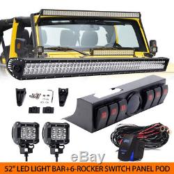 For Jeep Wrangler 52 LED Light Bar, For Jeep 6 Rocker Switch Cotrol Bracket JK
