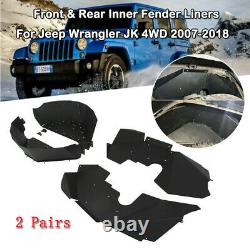 Front & Rear Inner Fender Liners For Jeep Wrangler JK 4WD 2007-2018 BLACK