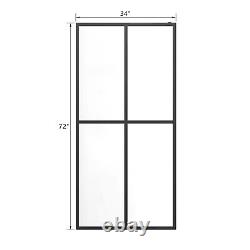 Frost Glass Shower Screen 34×72 Walk-in Shower Door Aluminium 4-panel design