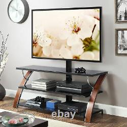 Home 3-In-1 Flat Panel TV Glass Unit Stand Cabinet Table For Tvs Up To 65
