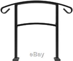 Home Fence Panel Exterior Outdoor Handrail Matte Black 3Step Aluminum Rail Kit