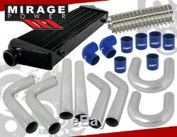 Jdm Sport Front Mount Intercooler Blk + 2.5 Pipe Piping Kit + Couplers + Clamp