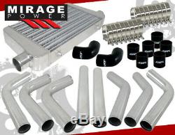 Jdm Sport Super Charge Intercooler + 2.5 Piping Kit + Black Silicone Couplers