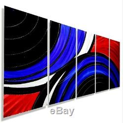 Large Original Metal Wall Art Panels Modern Black Red Blue Painting Jon Allen