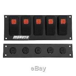 Moroso Switch Panel Aluminium Black 6.695 in. Wide 2.488 in. Tall Fused Lighted
