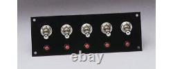 Moroso Switch Panel Aluminum Black 5.5 Wide 2 Tall 5 Toggle Switches Each