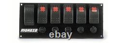 Moroso Switch Panel Aluminum Black 7.875 Wide 3.4375 Tall Fused Lighted 6
