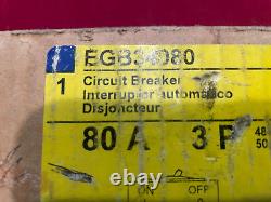 NEW EGB34080 Square D 80 Amp 3 Pole 480 Volt Bolt-On Circuit Breaker
