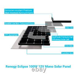 Open Box Renogy Eclipse 100W Mono Solar Panel 12V PV Power Trailor Marine Home