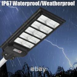 Outdoor 60W-1000W Solar Street Light LED Motion Sensor Dusk-Dawn Floodlight+Pole