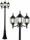 Outdoor Lamp Post Light 3-Head Classic Black Light Pole with Clear Glass Panel