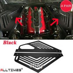 Pair For Corvette C8 Oxidation Engine Appearance Package Panel Black Aluminium