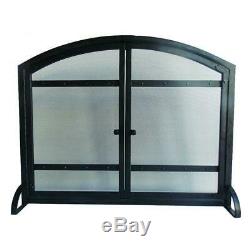 Pleasant Hearth Fireplace Screen 1-Panel Doors Durable Steel Antique Black