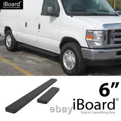 Running Board 6in Aluminum Black Fit Ford Econoline Full Size Van 99-14