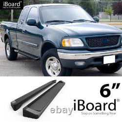 Running Board Bar 6in Aluminum Black Fit Ford F150 F250LD SuperCrew Cab 01-03