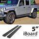 Running Board Side Step 5in Aluminum Black Fit Jeep Gladiator Crew Cab 20-23