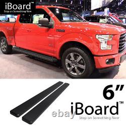 Running Board Step 6in Aluminum Black Fit Ford F150 Super Cab & 17-22 F250 15-23