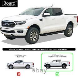 Running Board Style Step 6in Aluminum Black Fit Ford Ranger SuperCrew Cab 19-23