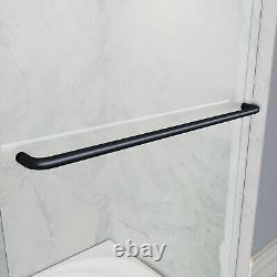 SUNNY 60 W x 72 H Shower Door Double Sliding Glass Panel Matte Black Hardware