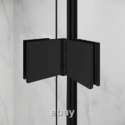 SUNNY SHOWER 34 W x 72 H Bi-Fold Pivot Shower Door Glass Panel Black Finish