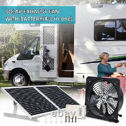 Solar Powered Attic Ventilator Gable Roof Vent Fan &Folding Solar Panel &Battery