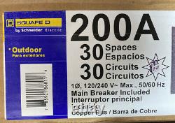 Square D Main Breaker 200 Amp 30-Sp 30-Cir QO Outdoor Load Center