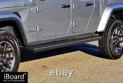 Stain Black 5 iBoard Side Step Nerf Bar Fit 20-22 Jeep Gladiator Crew Cab