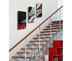 Statements2000 3D Metal Wall Art Panels Black Red Silver Modern Decor Jon Allen