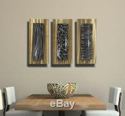 Statements2000 3D Metal Wall Art Panels Modern Gold Black Home Decor Jon Allen