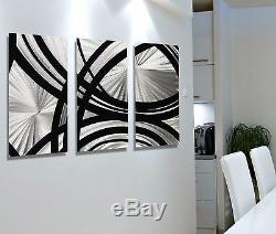 Statements2000 3D Metal Wall Art Panels Modern Silver Black Decor by Jon Allen
