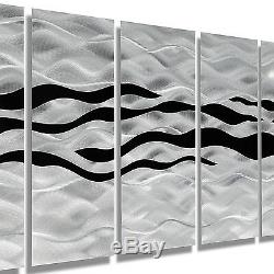 Statements2000 3D Metal Wall Art Panels Modern Silver Black Painting Jon Allen