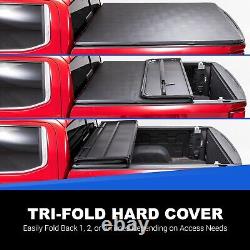 TACTIK 5.5 ft Tri-Fold Hard Panel Tonneau Cover Fits 2004-2014 Ford F-150