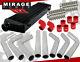 Turbo Super Charger Intercooler Blk+ 2.5 Aluminum Pipe Piping Kit + Coupler Red