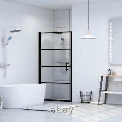 VidaXL Shower Door Tempered Glass Black Shower Enclosure Panel Bathroom Home