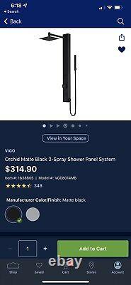 Vigo Orchid VG08014MB Shower Panel Black